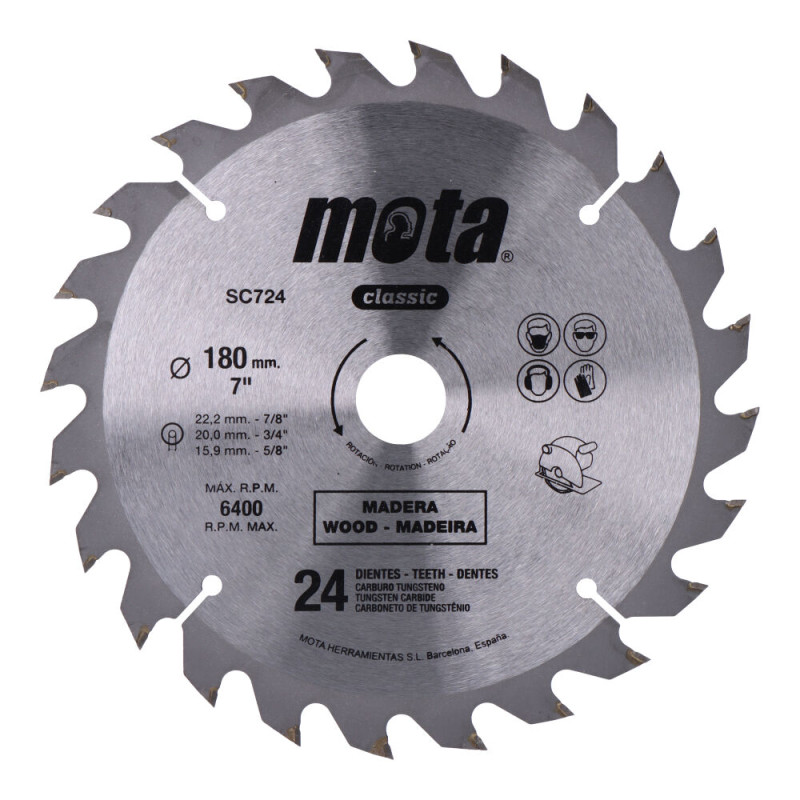 Sierra circular widia ø180 mm 24 dientes