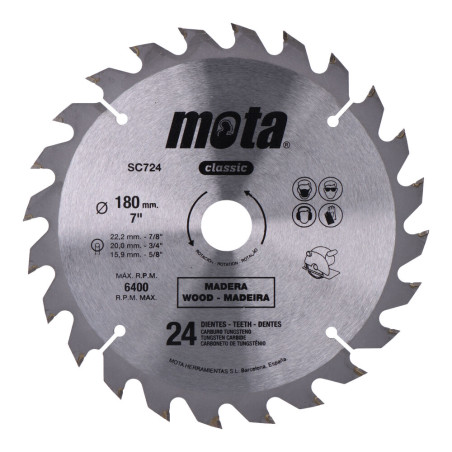 Sierra circular widia ø180 mm 24 dientes