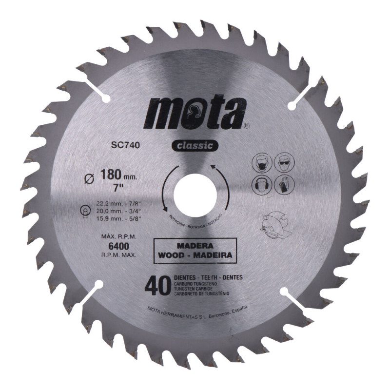 Sierra circular widia ø180 mm 40 dientes