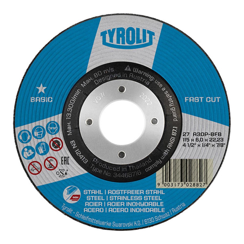 Disco desbaste 27c ø115 x 6 x 22,23 mm
