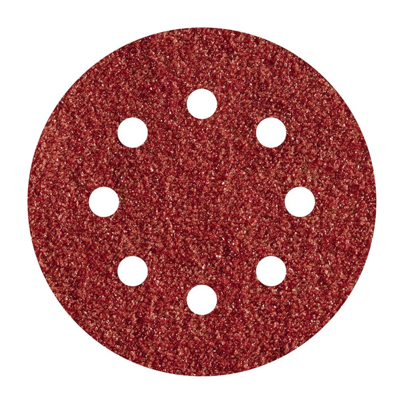 Hojas de lijar adhesivas de corindón perforadas, ø125 mm, grano 120, pack 5 uds