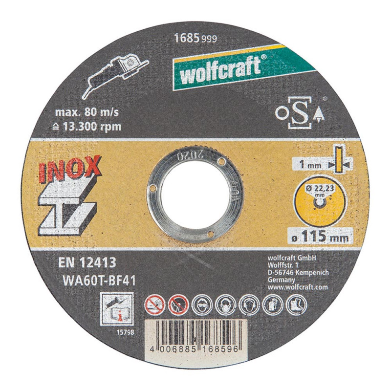 Disco corte de precisión para acero inoxidable ø115 x 1,0 x 22,23 mm