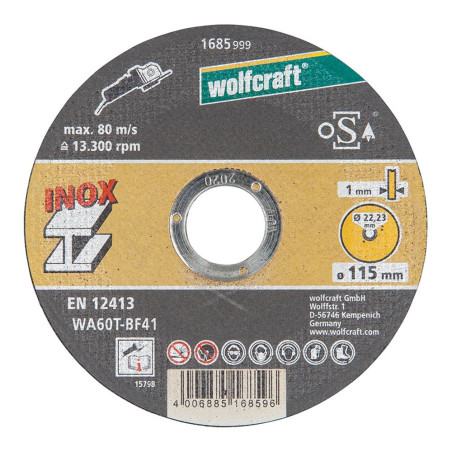 Disco corte de precisión para acero inoxidable ø115 x 1,0 x 22,23 mm