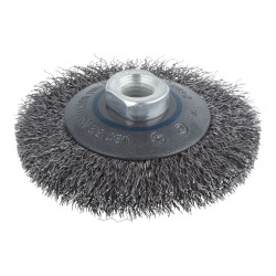 Cepillo cónico de alambre de acero, rosca m14, ø100 x 15 mm
