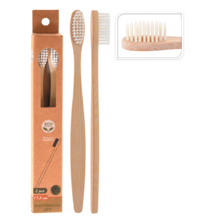 Cepillo dientes cuerpo bambu cerdas nylon 2 uds