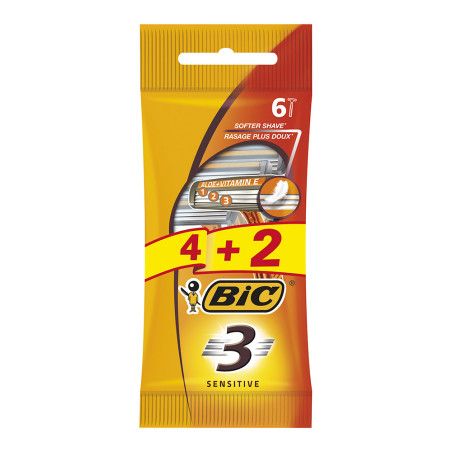 Maquinilla de afeitar 3 sensitive pack 4 + 2 uds